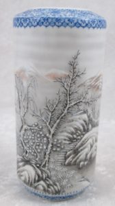Vintage Chinese Brush Pot with Winter Scene