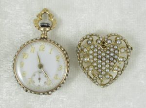 Pearl Brooch and Longines Watch